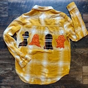 Women's upcycled bleached Halloween ghost shirt